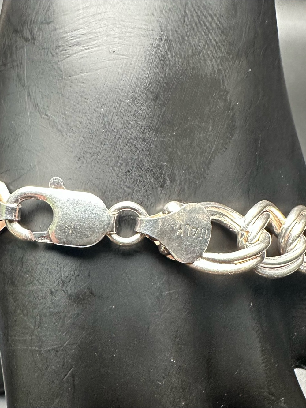 Vintage Sterling Silver Twisted Rope Bracelet, Heart Clasp, 7.5